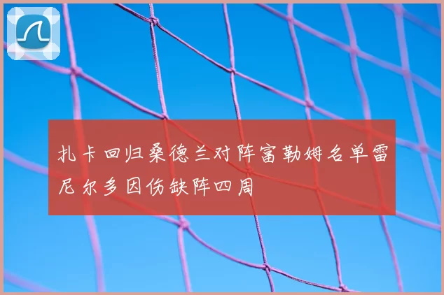 扎卡回归桑德兰对阵富勒姆名单雷尼尔多因伤缺阵四周