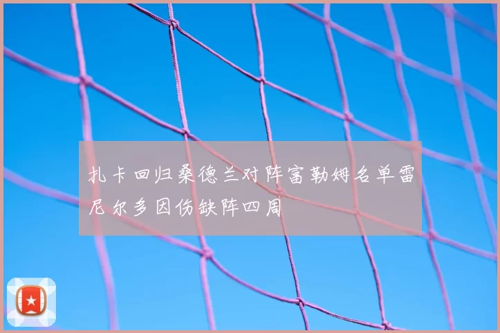 扎卡回归桑德兰对阵富勒姆名单雷尼尔多因伤缺阵四周